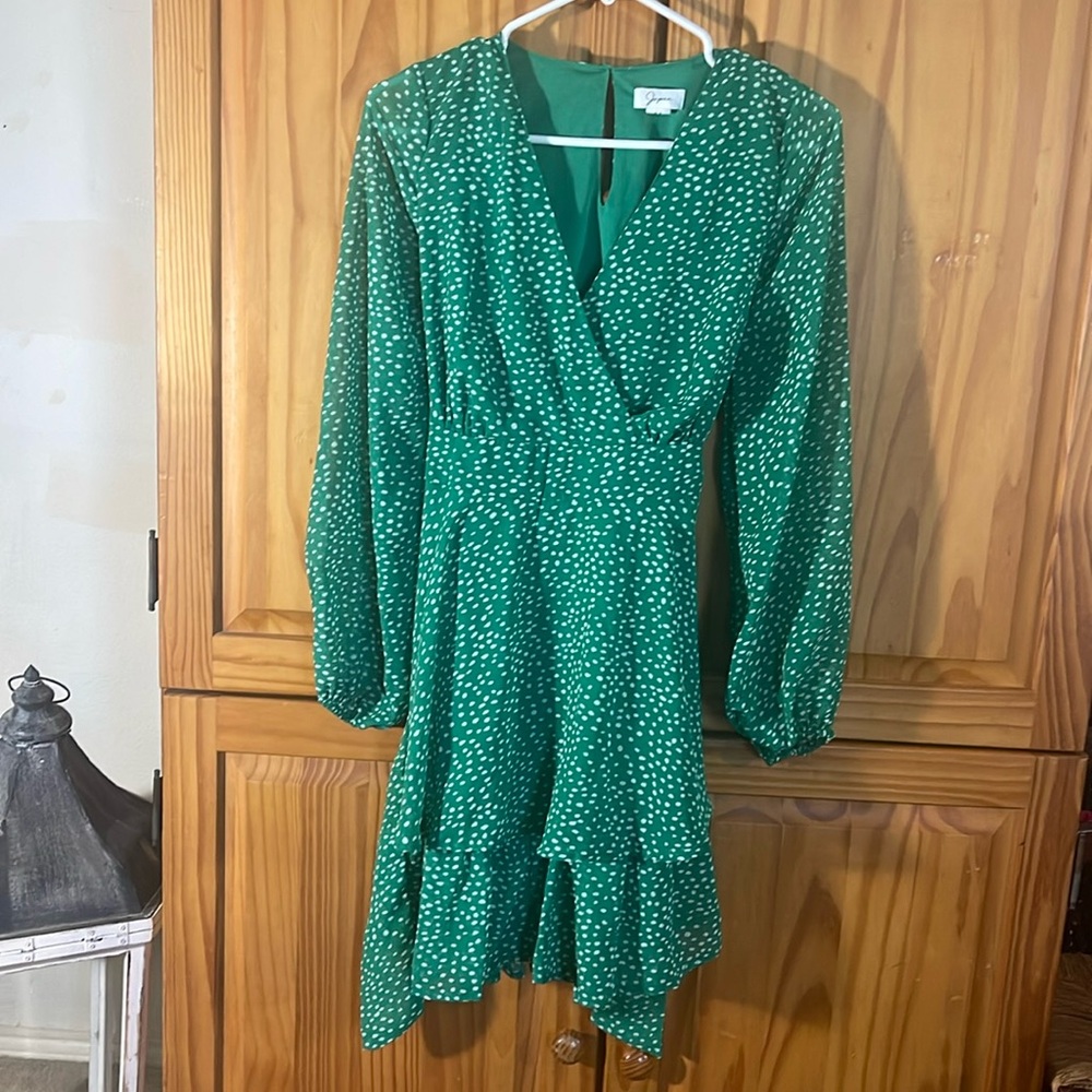 Green polka dot dress